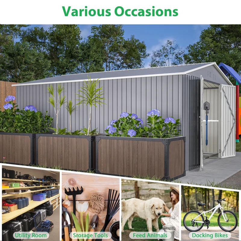 Outdoor Large Metal Storage Shed Foundation Kit Included  11 ft. x 13 ft.