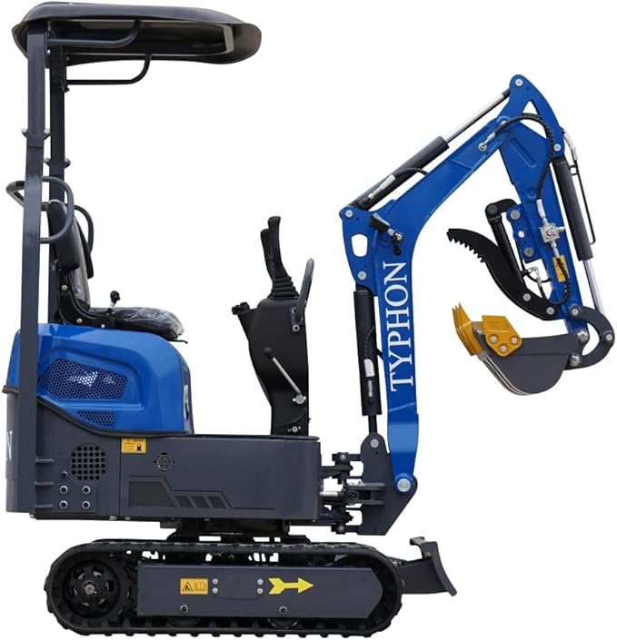 Terror XI Storm Mini Excavator – 1.1 Ton Trench Digger with Boom Swing, Hydraulic Thumb Clip, Bucket, Hydraulic Oil Cooler