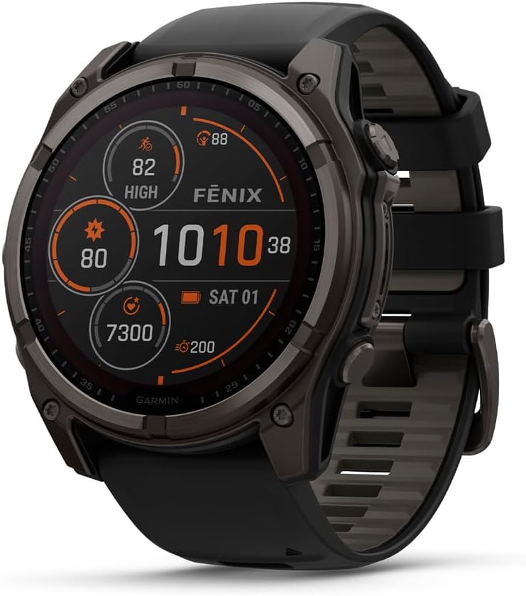 Garmin fēnix® 8 – 51 mm, AMOLED, Sapphire, Premium Multisport GPS Smartwatch, Long-Lasting Battery Life, Dive-Rated, Built-in LED Flashlight, Titanium with Spark Orange/Graphite Band