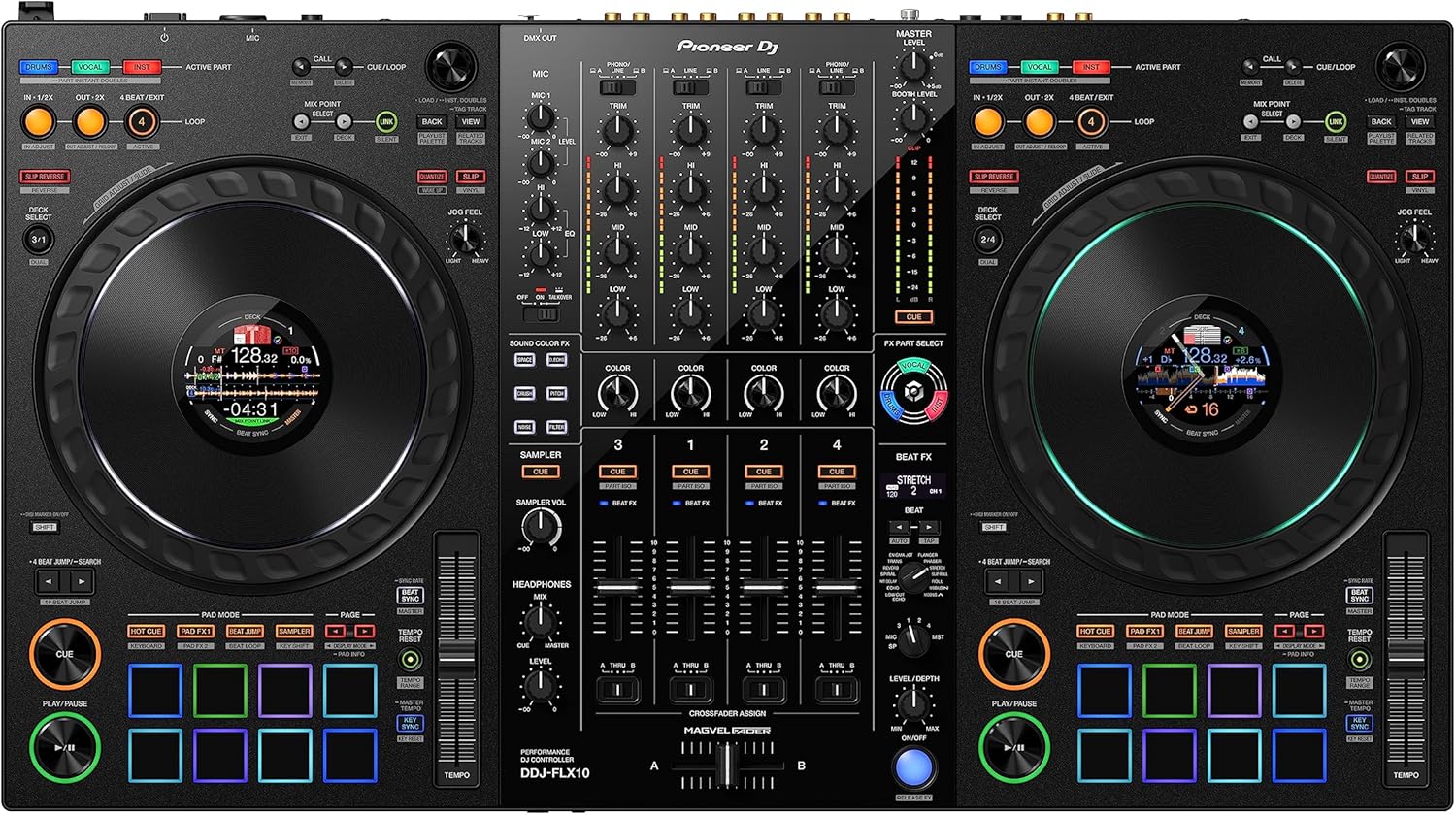 Pioneer DJ DDJ-FLX10 4-deck DJ Controller - Black