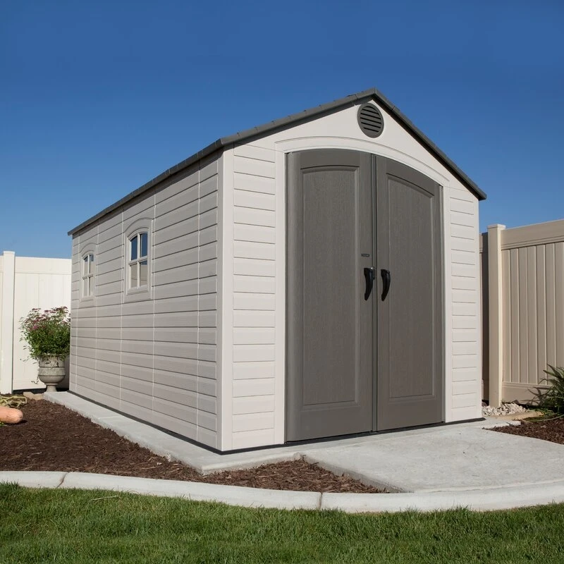 8' wide x 12.5' deep plastic storage shed