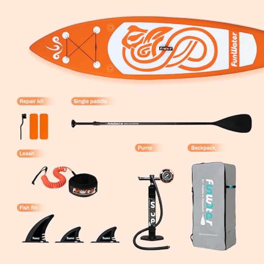 FunWater Inflatable Stand Up Paddle Board with Premium SUP Paddleboard Accessories, Wide Stable Anti-Slip EVA Deck, Paddle Boards for Adults & Youth of All Skill Levels