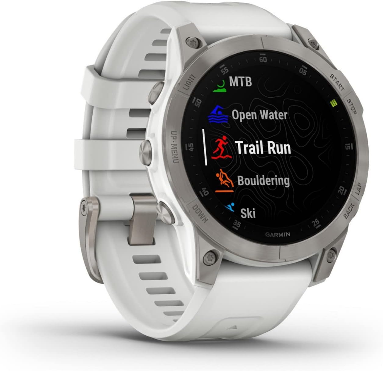 Garmin epix Gen 2, Premium active smartwatch, Health and wellness features, touchscreen AMOLED display, adventure watch with advanced features, white titanium