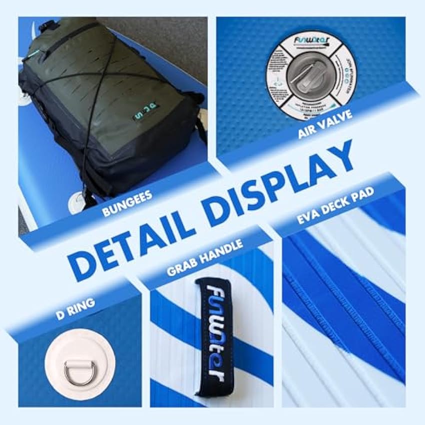 FunWater Inflatable Stand Up Paddle Board with Premium SUP Paddleboard Accessories, Wide Stable Anti-Slip EVA Deck, Paddle Boards for Adults & Youth of All Skill Levels