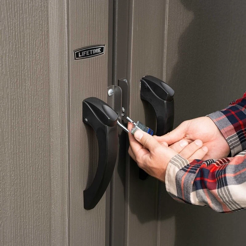 8' wide x 12.5' deep plastic storage shed