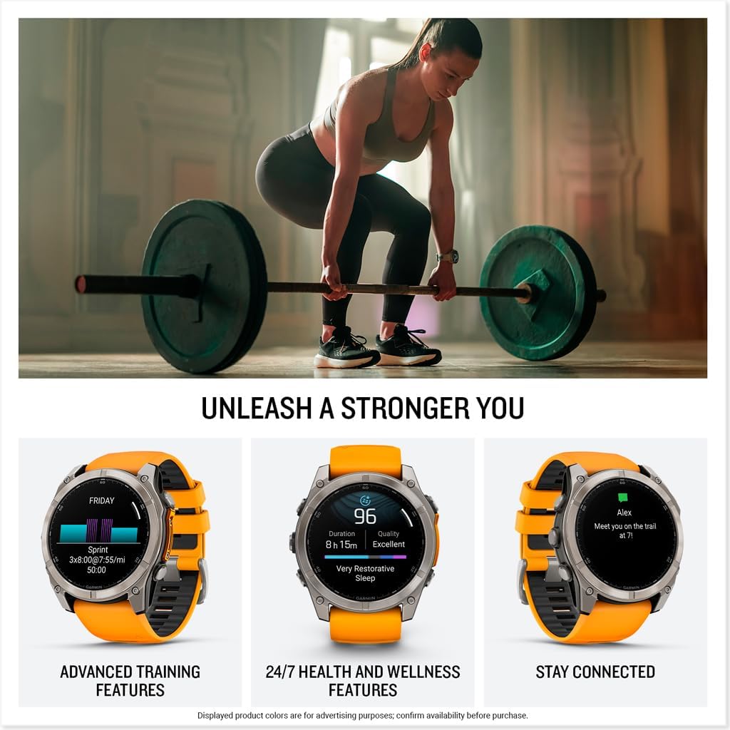 Garmin fēnix® 8 – 51 mm, AMOLED, Sapphire, Premium Multisport GPS Smartwatch, Long-Lasting Battery Life, Dive-Rated, Built-in LED Flashlight, Titanium with Spark Orange/Graphite Band