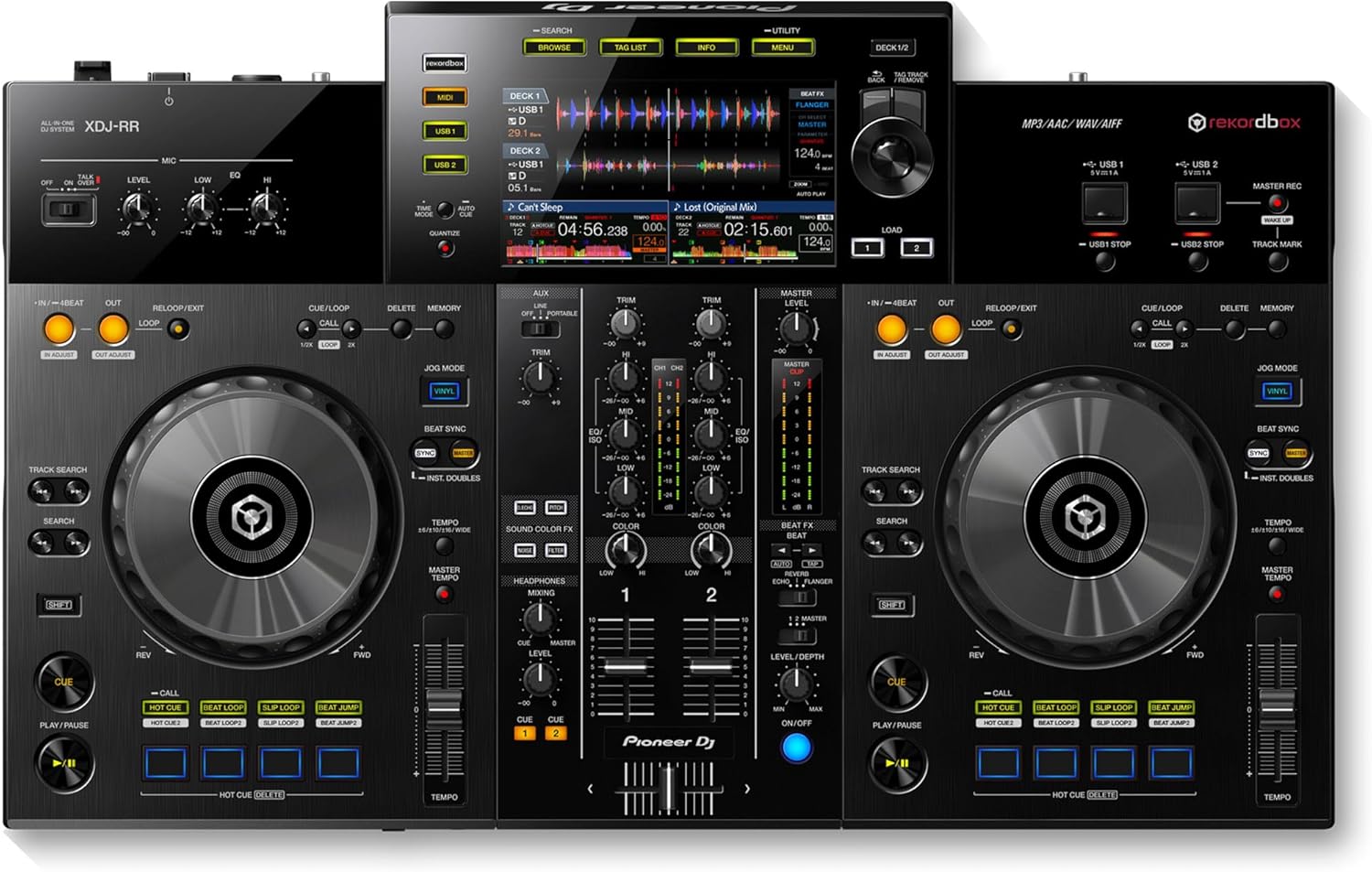 Pioneer XDJ-RR 2-Channel All-in-One DJ System - Black Bundle with Case, Headphones, and Austin Bazaar Polishing Cloth