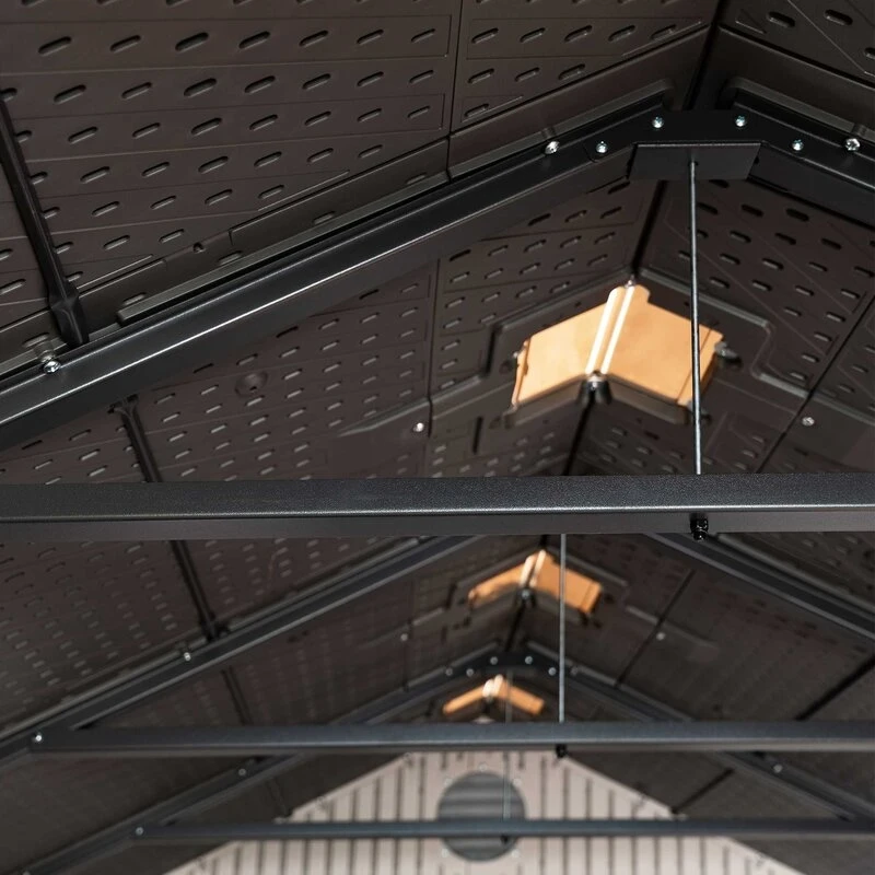 8' wide x 12.5' deep plastic storage shed