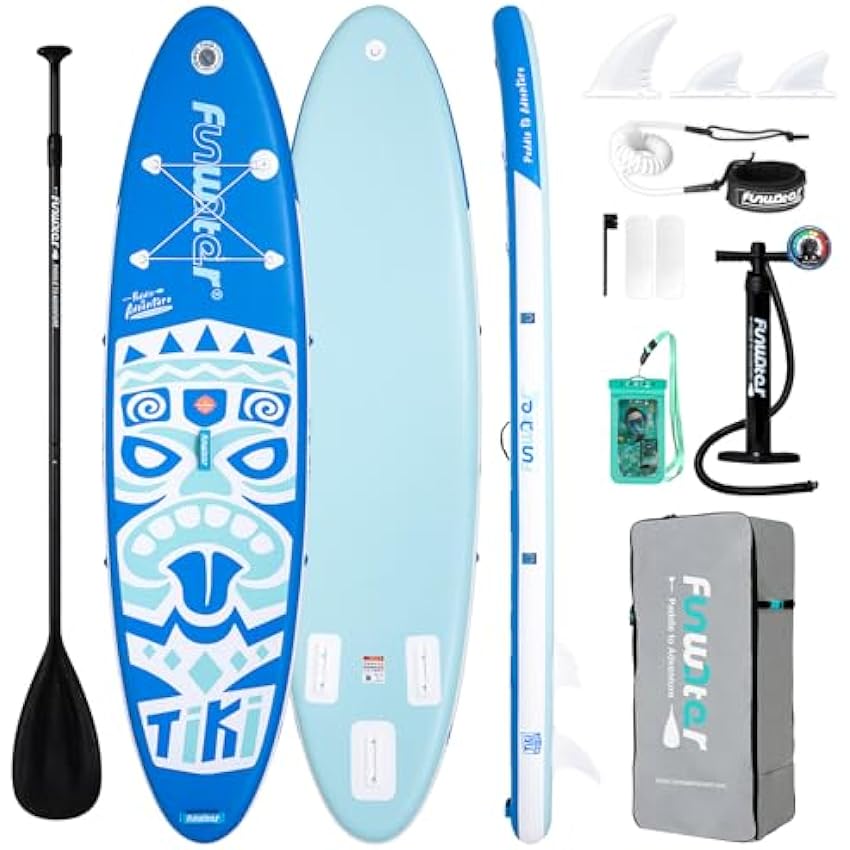 FunWater Inflatable Stand Up Paddle Board with Premium SUP Paddleboard Accessories, Wide Stable Anti-Slip EVA Deck, Paddle Boards for Adults & Youth of All Skill Levels