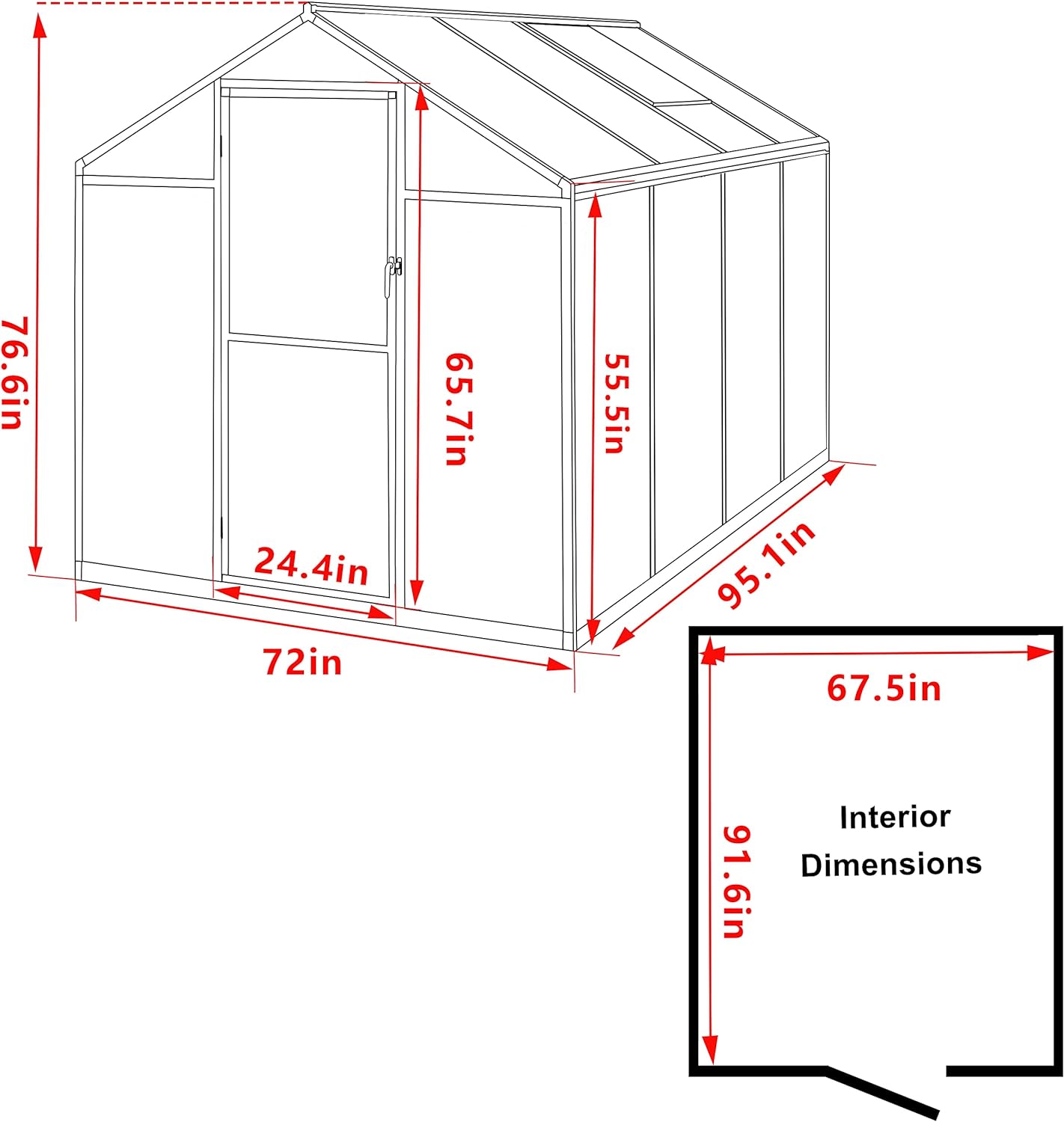 VEIKOU 6x8 FT Greenhouse, Upgraded Greenhouse for Outdoor with Sturdy Aluminum Frame Greenhouse with Vent & Lockable Door, Twin-Wall Polycarbonate Greenhouse, Gray