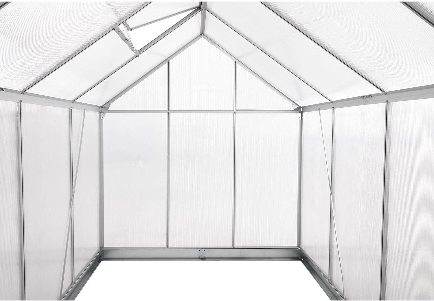 Zelsius Aluminium Garden Greenhouse in Various Sizes with Twin-wall Sheets, optionally with a Steel Base Frame