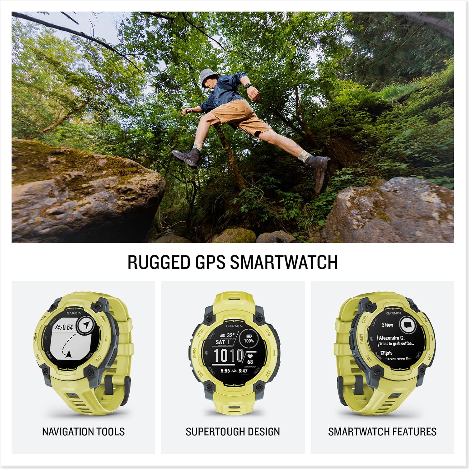 Garmin Instinct® 3 Tactical Edition, 50mm, Solar Charged Display, Rugged Outdoor GPS Smartwatch