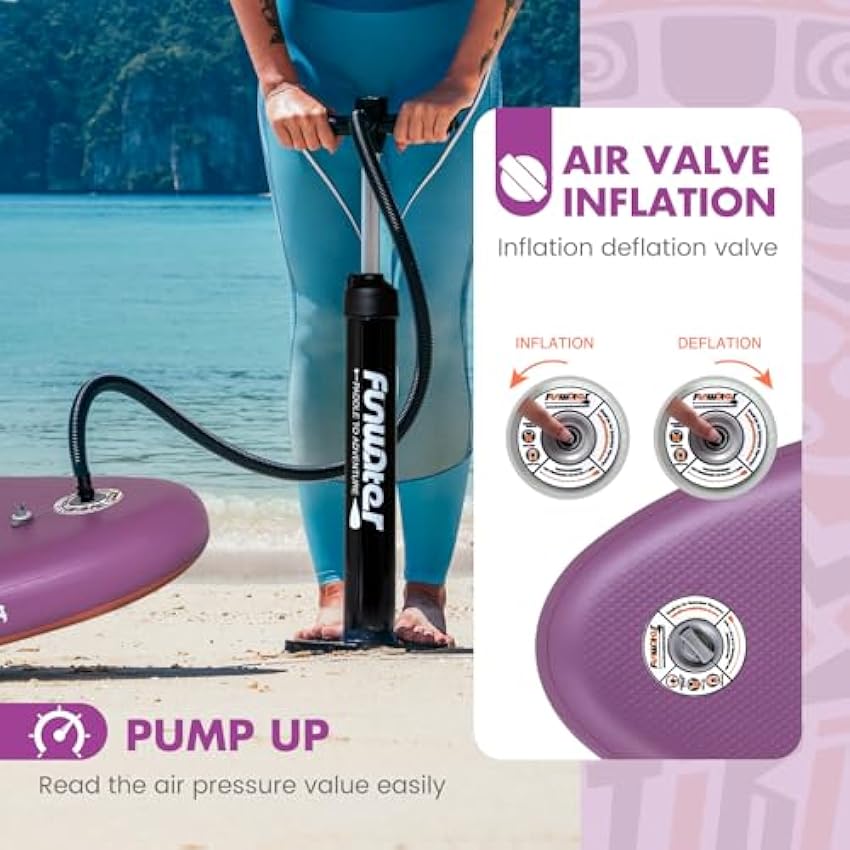 FunWater Inflatable Stand Up Paddle Board with Premium SUP Paddleboard Accessories, Wide Stable Anti-Slip EVA Deck, Paddle Boards for Adults & Youth of All Skill Levels