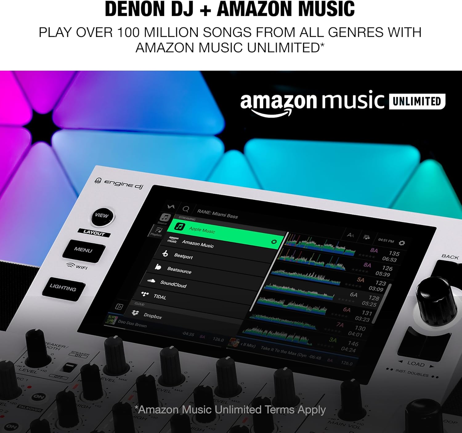 Denon DJ SC LIVE 4 Standalone DJ Controller with Stem Separation on 4-Decks, Wi-Fi Streaming, Build-in Speakers, Serato DJ and Virtual DJ Compatible