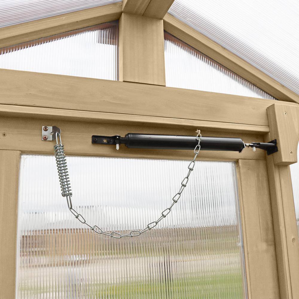 Meridian 6.7 ft. x 6 ft. Garden Plant Greenhouse with Double-Wall Poly Windows, Automatic Roof Vent and Air Flow Base