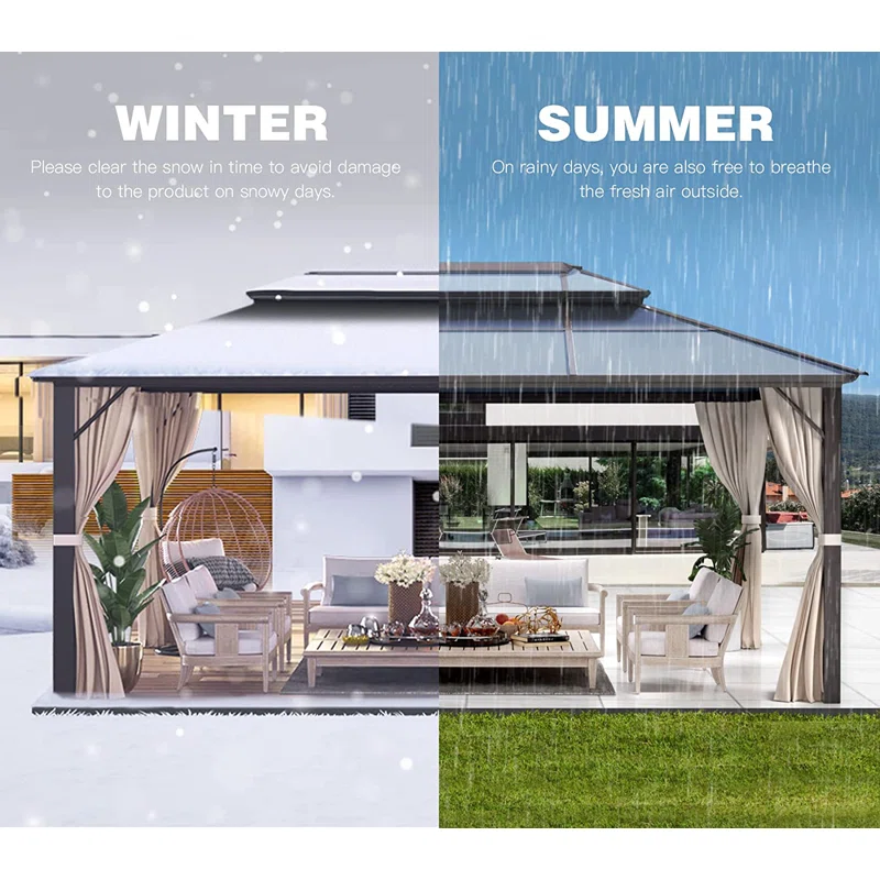 16 Ft. W x 12 Ft. DAluminum Patio Hardtop Gazebo