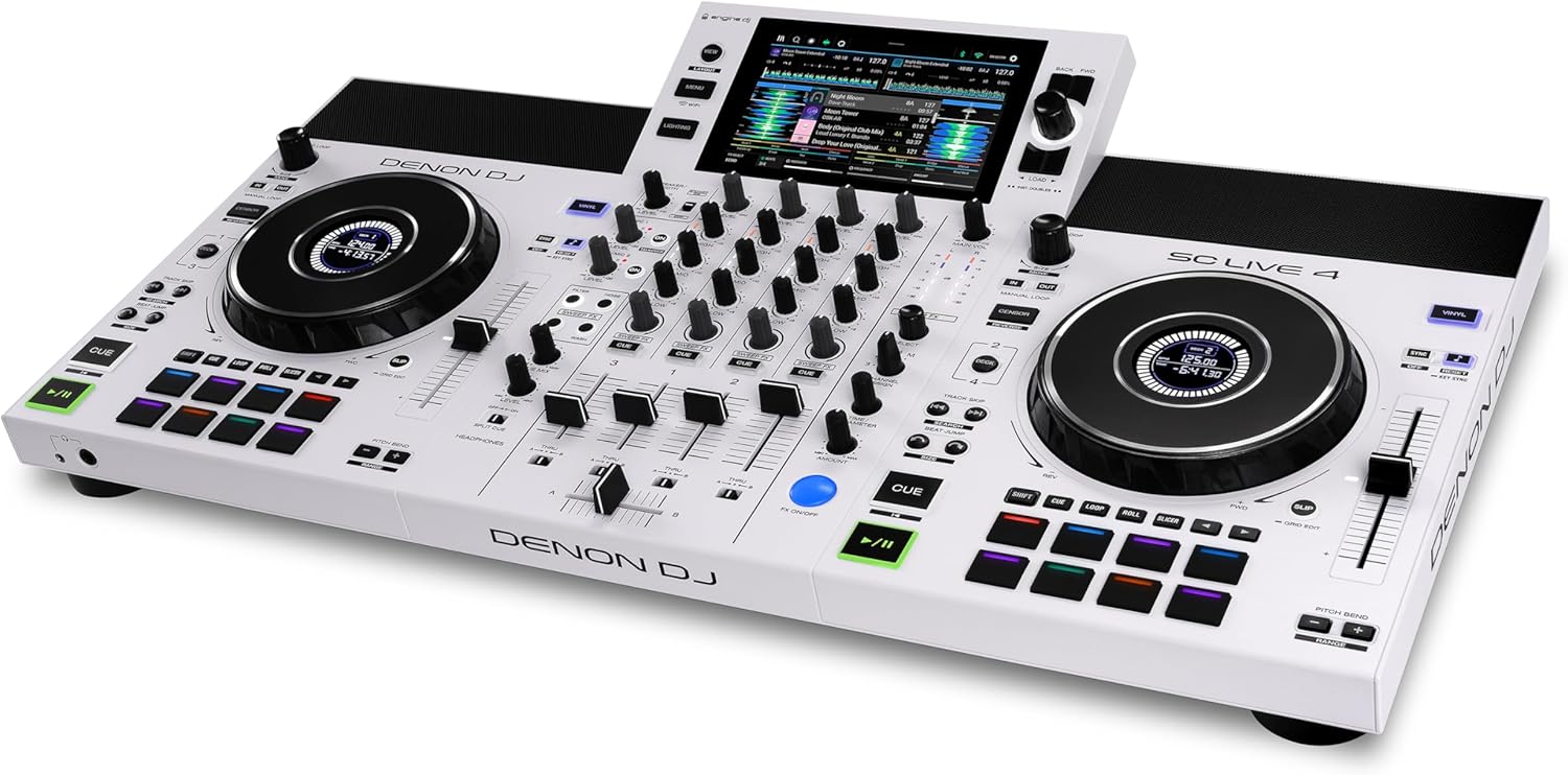 Denon DJ SC LIVE 4 Standalone DJ Controller with Stem Separation on 4-Decks, Wi-Fi Streaming, Build-in Speakers, Serato DJ and Virtual DJ Compatible