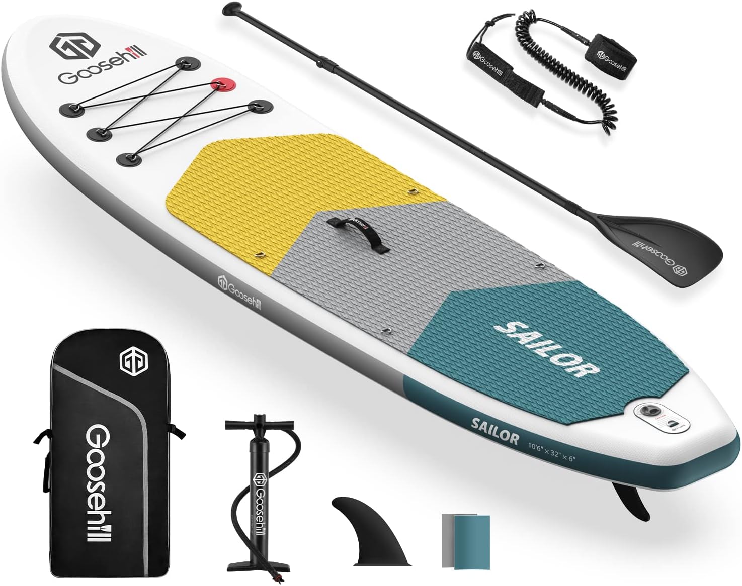 Goosehill Inflatable Stand Up Paddle Board, Premium SUP Package, 10' Long 32
