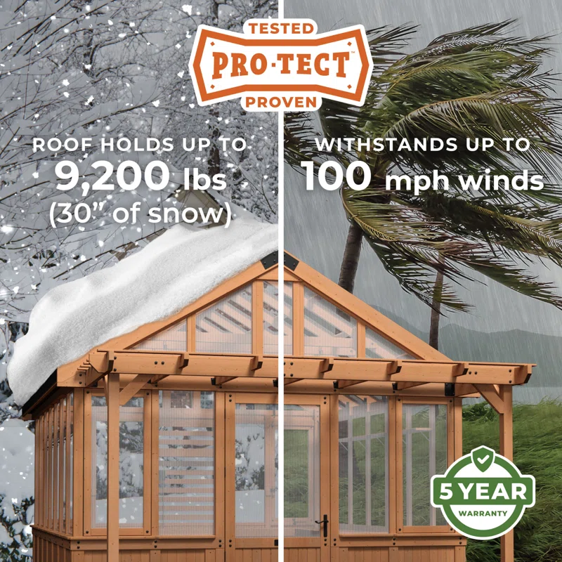 Backyard Discovery Bellerose XL 13' x 11' Cedar Wood and Polycarbonate Walk-In Outdoor Greenhouse Kit with Pergola