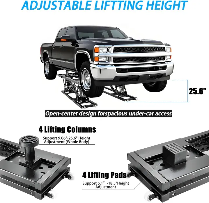 Portable Car Lift - 5000LBS/7000LBS Capacity, Adjustable Height, Heavy-Duty Carbon Steel Truck Lift with 120V Power (Black, 7000LBS)